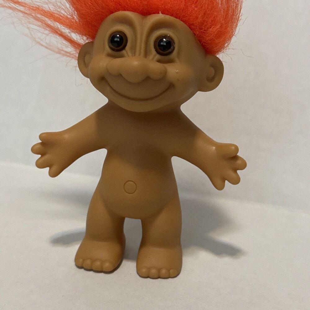 Vintage Russ Troll Orange Hair Brown Eyes 4” Figure Doll Nude 90s Collectible - Picture 3 of 10